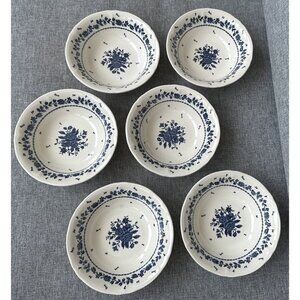 Tablemates Daily Dining Cream/White Soup Cereal Bowls Blue Flowers BOUQUET